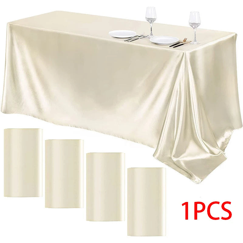 Rectangle Wedding Satin Tablecloth Waterproof Polyester