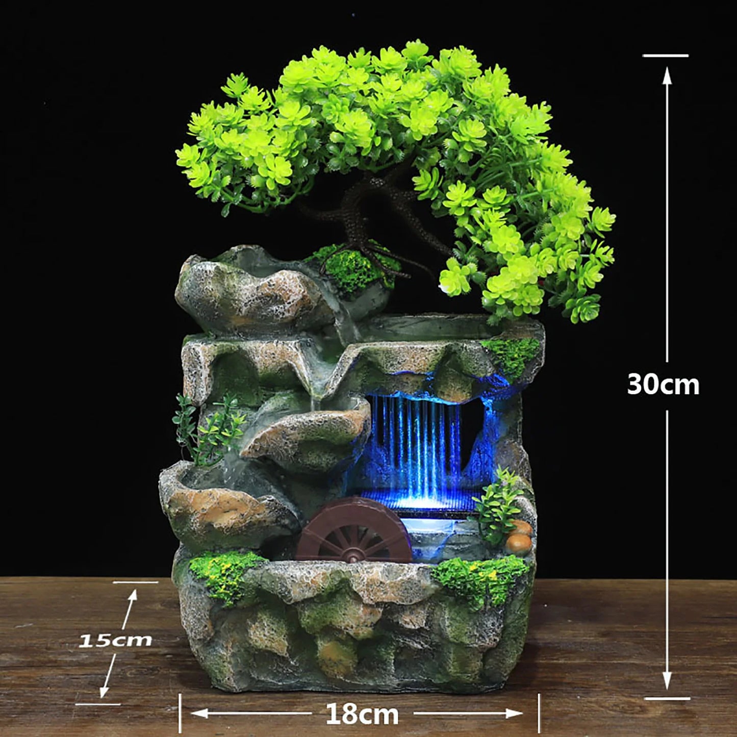 Indoor Desktop Water Fountain With Color Changing LED Lights Zen