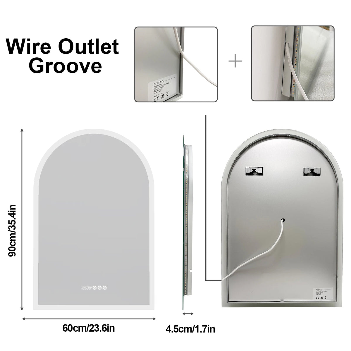 Wisfor Backlit LED Bathroom Mirror With Dimmable Anti Fog Lighting