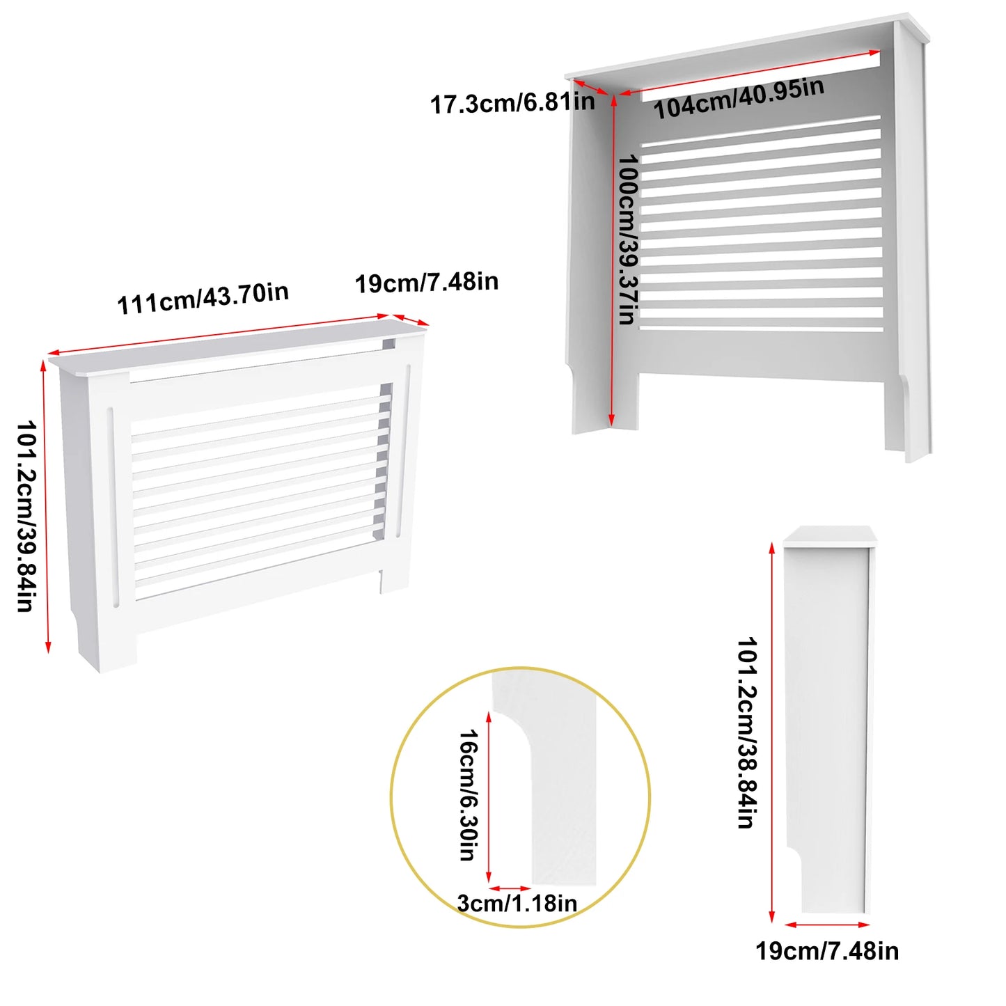 Wisfor Radiator Cover Wood Cabinet With Horizontal Slat Design
