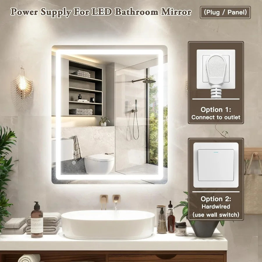 LED Bathroom Vanity Mirror With Anti Fog Dimmable Touch Control