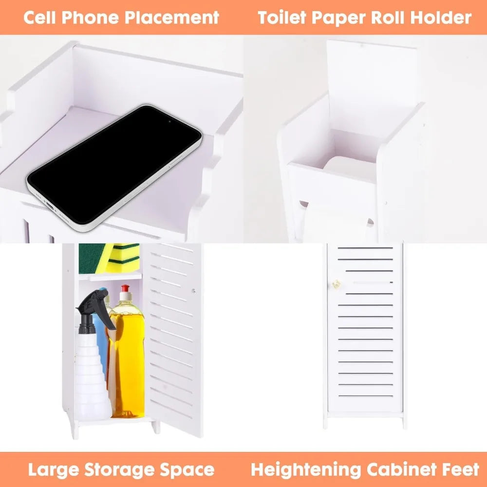 XIUWO Slim Corner Bathroom Storage Cabinet With Door