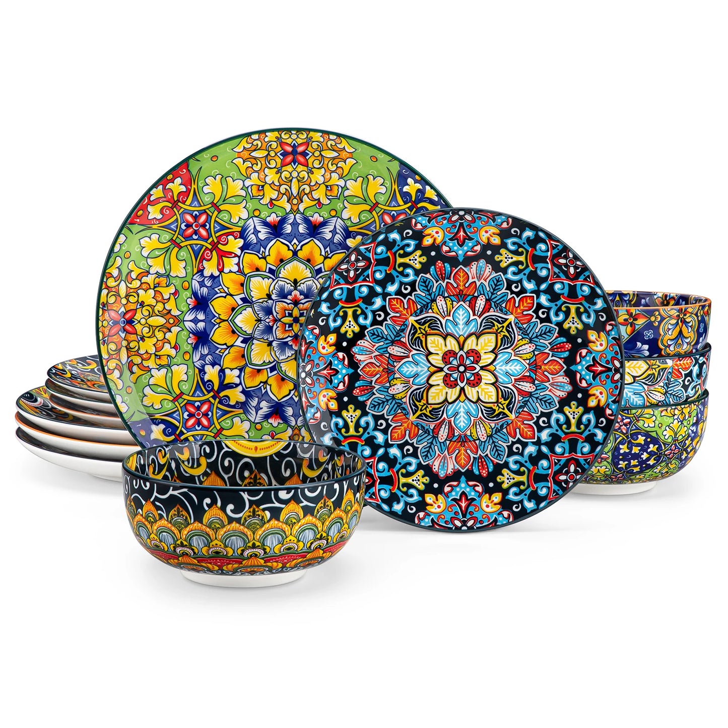 Malacasa Bohemian Style Ceramic Dinnerware Set For Six