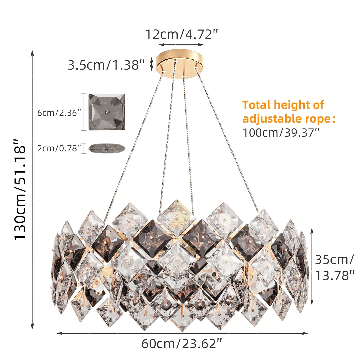 Crystal Chandelier Pendant Light For Living Room Ceiling Bulbs Included