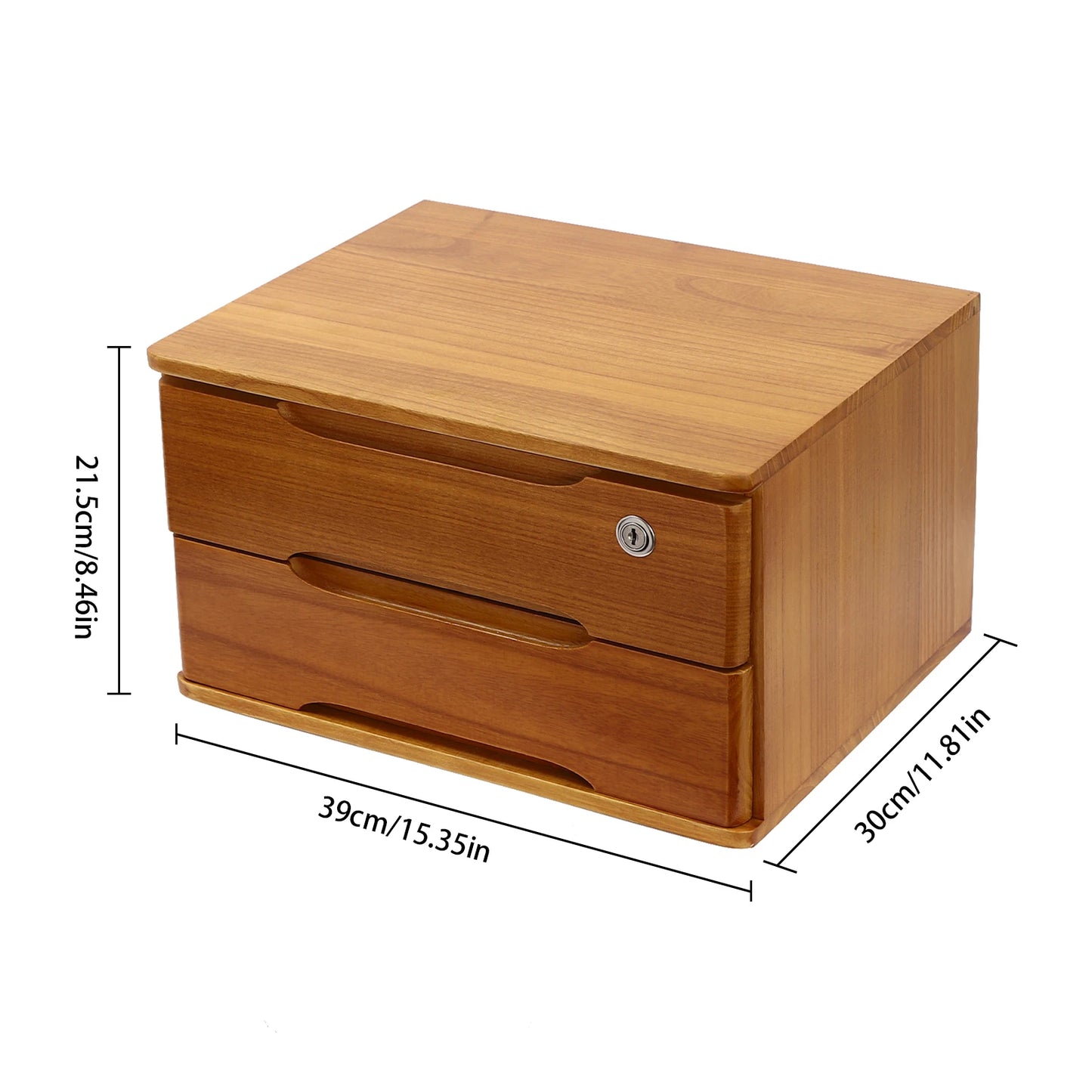 Wooden 1 2 3 Tier Desktop Storage Box Lockable Drawers