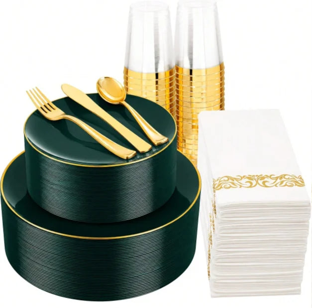 Disposable Plastic Tableware Set Serves 20 Guests For Wedding Party
