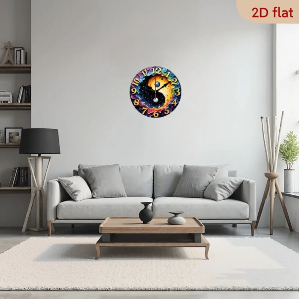YTYIN Silent Round Wall Clock With Minimalist Wooden Design