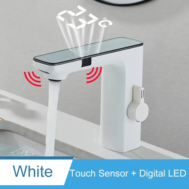 Shinesia Touch Sensor LED Digital Bathroom Basin Faucet Single Handle