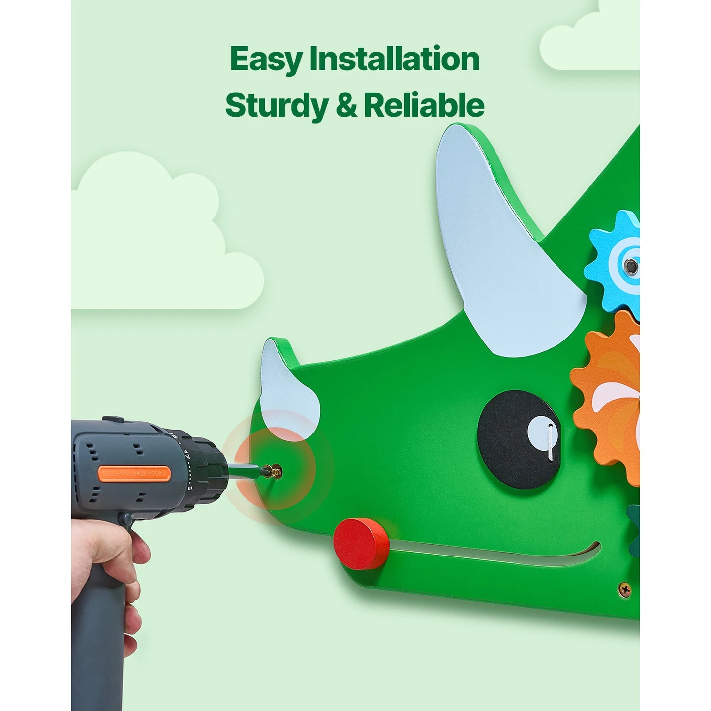 SucceBuy Dinosaur Kids Busy Wall Board With 11 Activity Panels