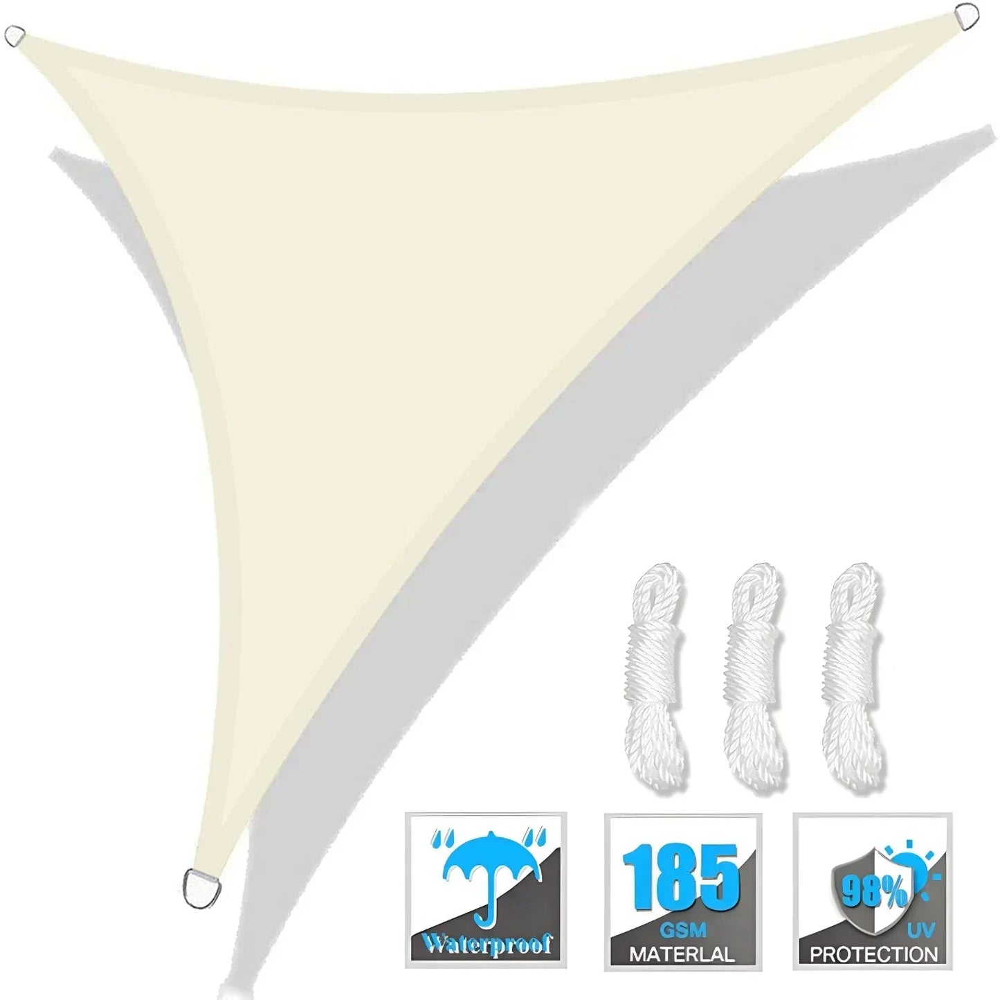 Triangle Sun Shade Sail UV Block Canopy With Free Rope