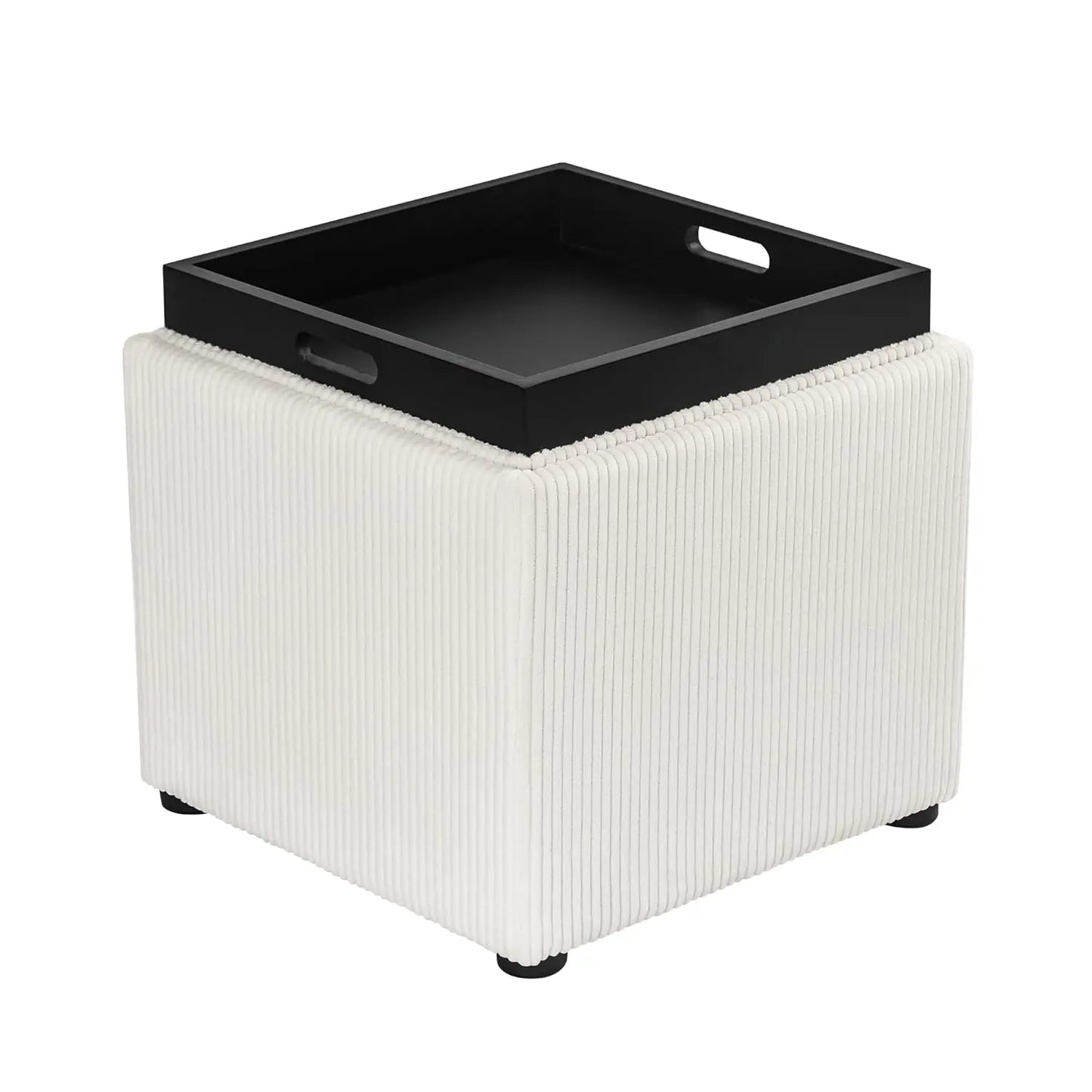 High Cube Ottoman Storage Bench With Tray Upholstered Vanity Stool