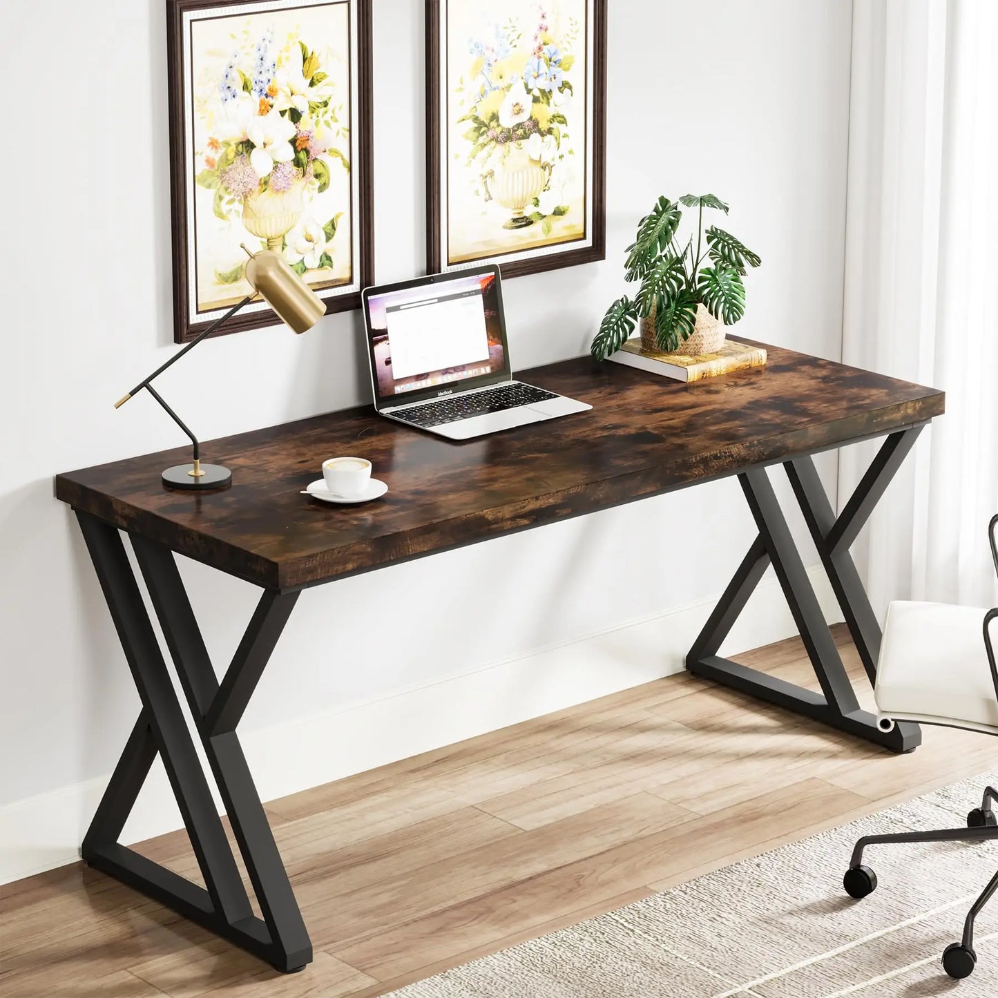Tribesigns Computer Desk With Z Shaped Metal Leg Home Office