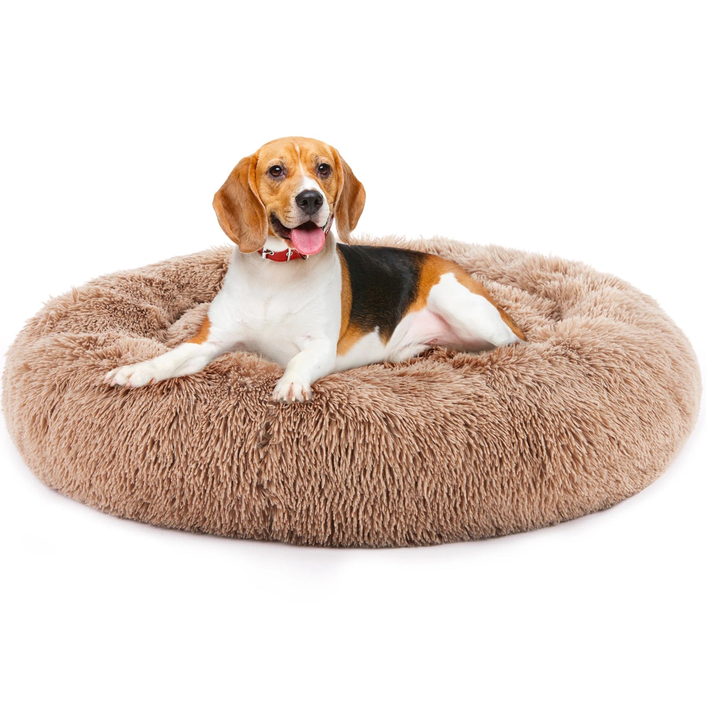 JHK Plush Faux Fur Calming Dog Bed For Home Comfort