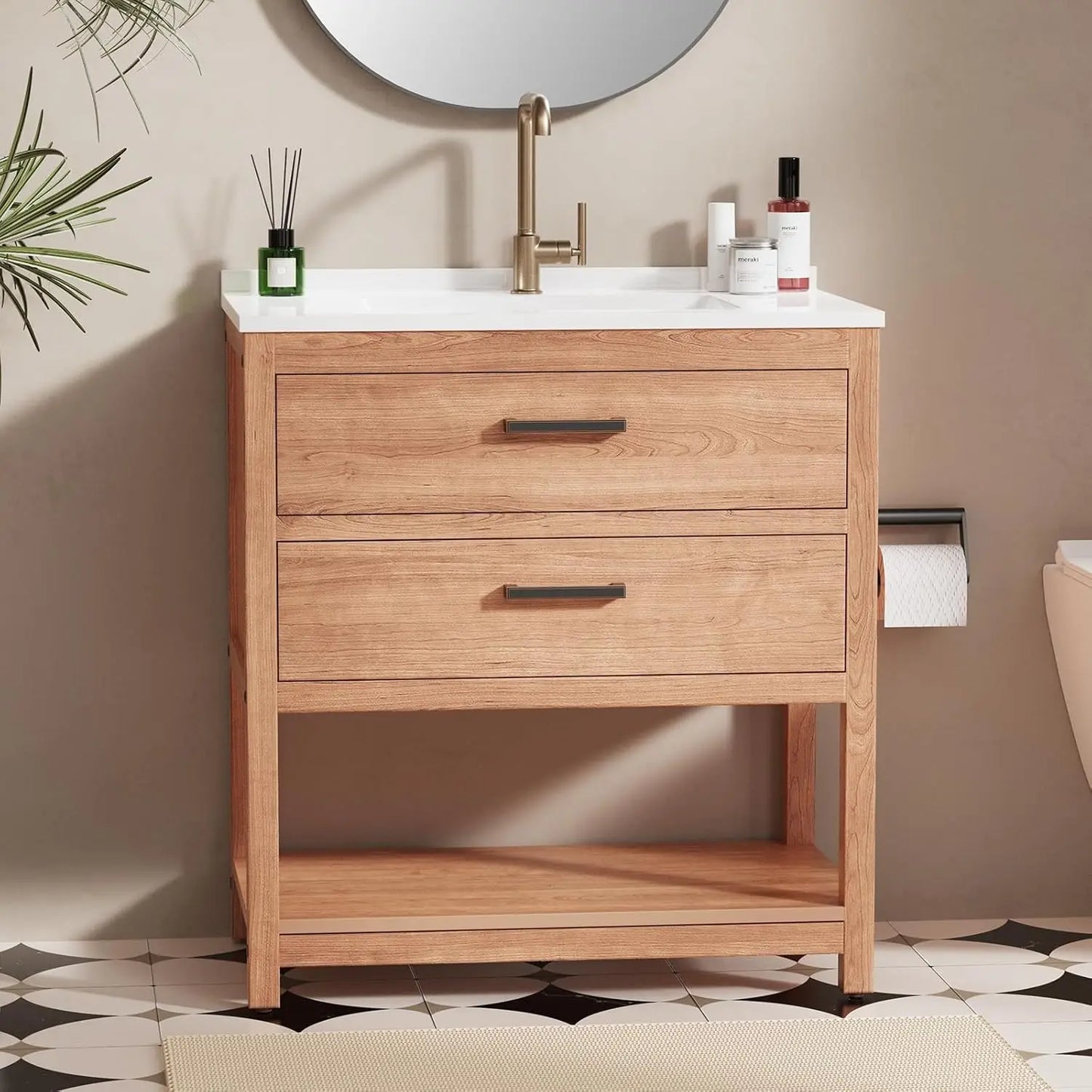 Guohe Waterproof Farmhouse Bathroom Vanity With Sink Freestanding Cabinet