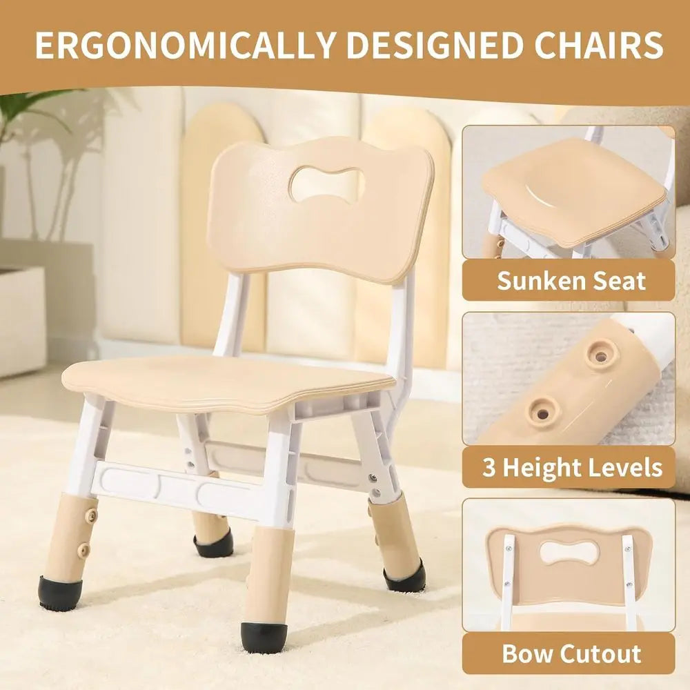 Height Adjustable Kids Table And Chairs Set For Ages 3