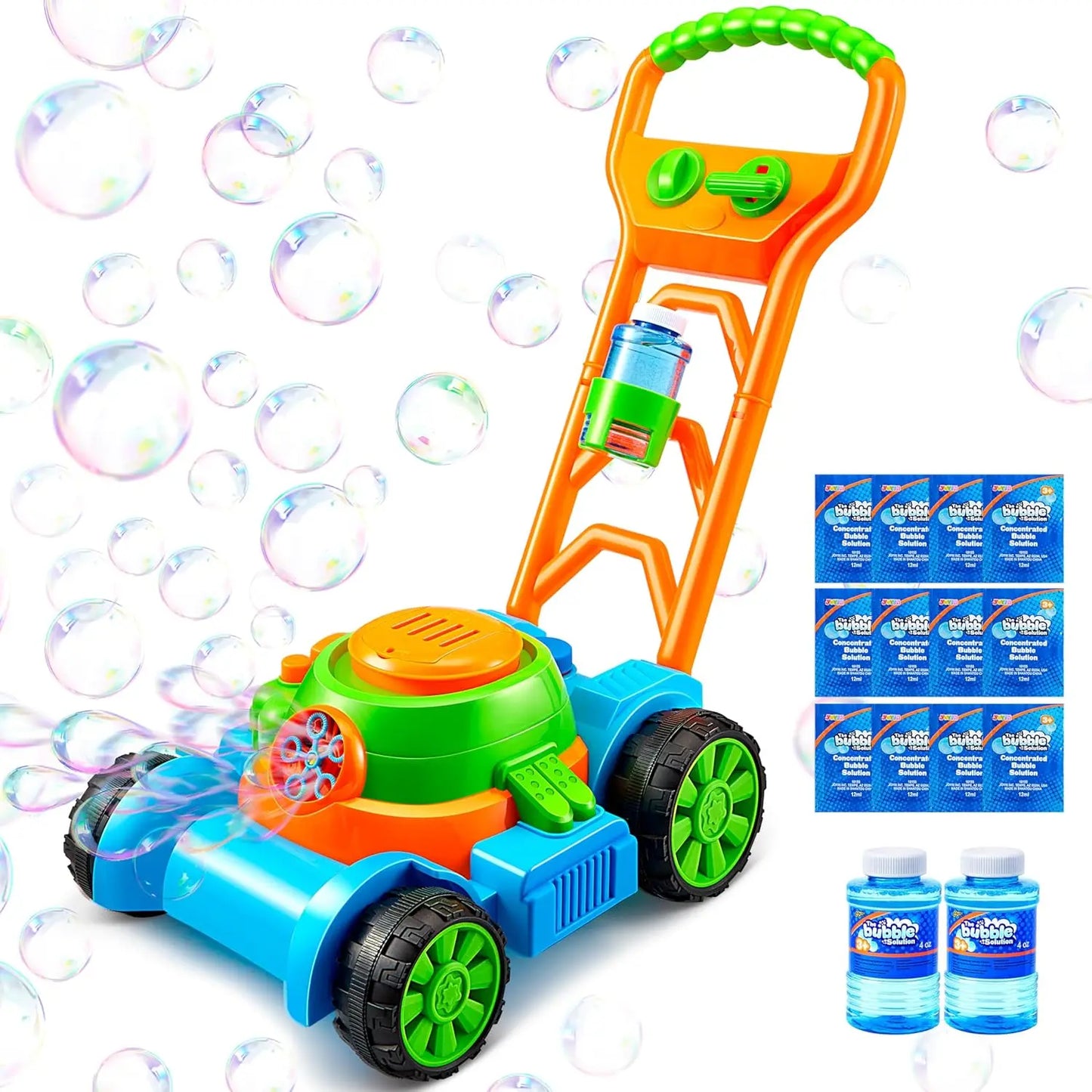 Joyfy Bubble Machine Lawn Mower Outdoor Bubble Blower Toy