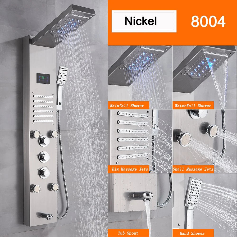 Suguword LED Shower Panel Mixer Tap With Digital Temperature Display