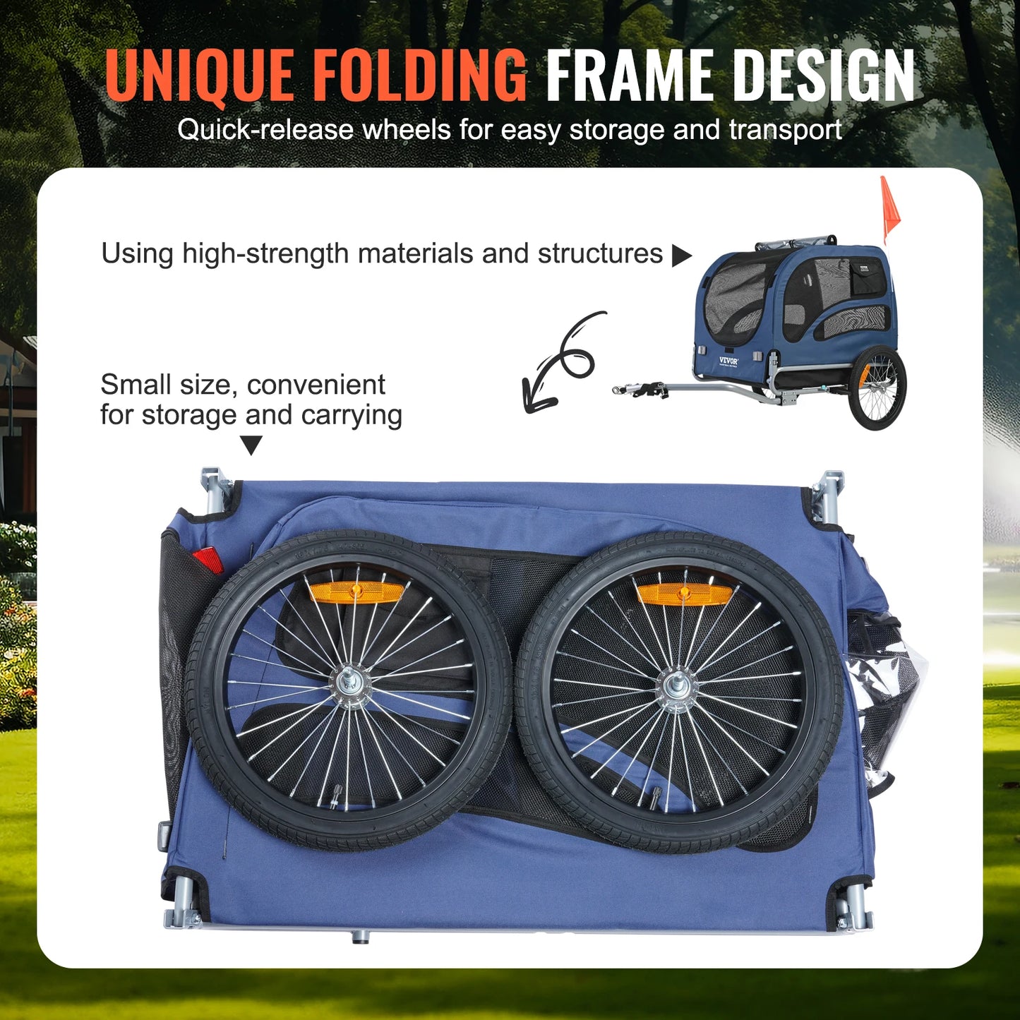 Dog Bicycle Trailer Carrier 100 Pounds Capacity With Reflectors