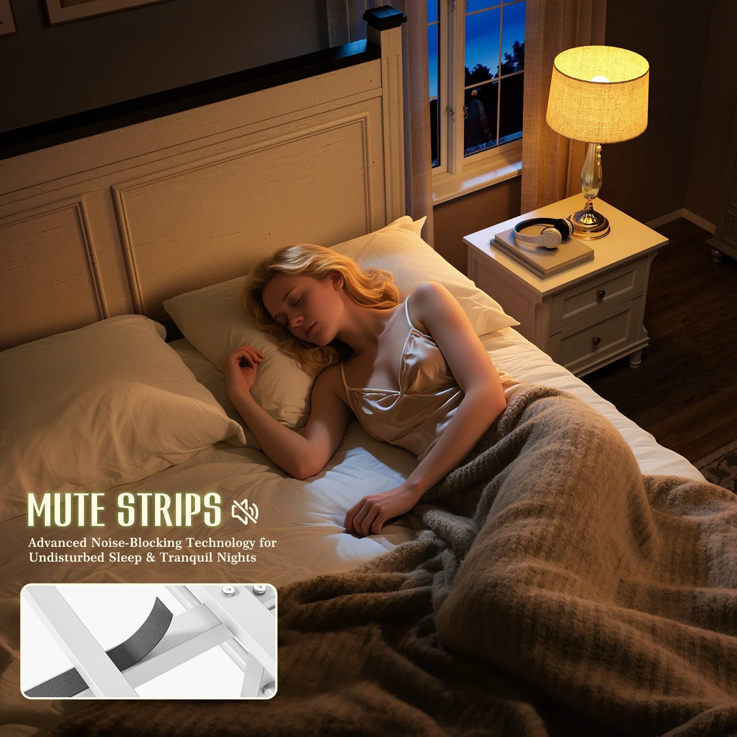 EnHomee Tall Headboard Platform Bed Frame For Contemporary Bedrooms
