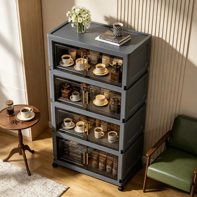 ONENOBLE Foldable Rolling Storage Cabinet With Wheels