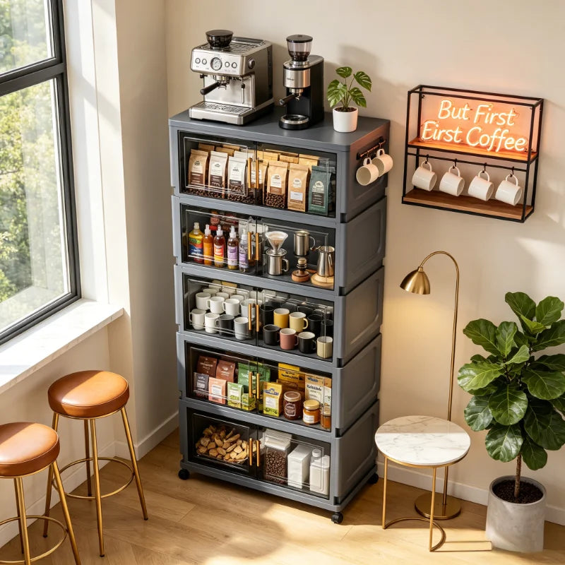 ONENOBLE Foldable Rolling Storage Cabinet With Wheels
