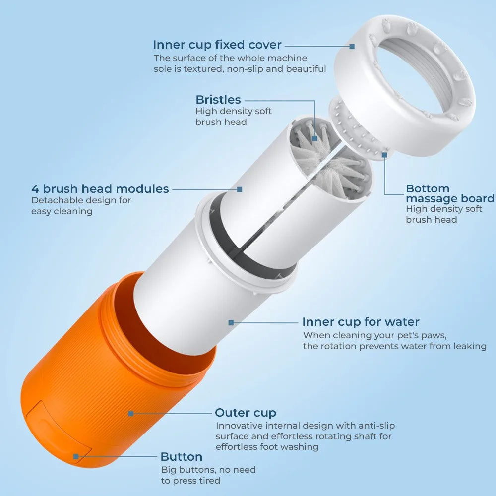 Pet Portable Dog Paw Cleaner With Soft Silicone Brush