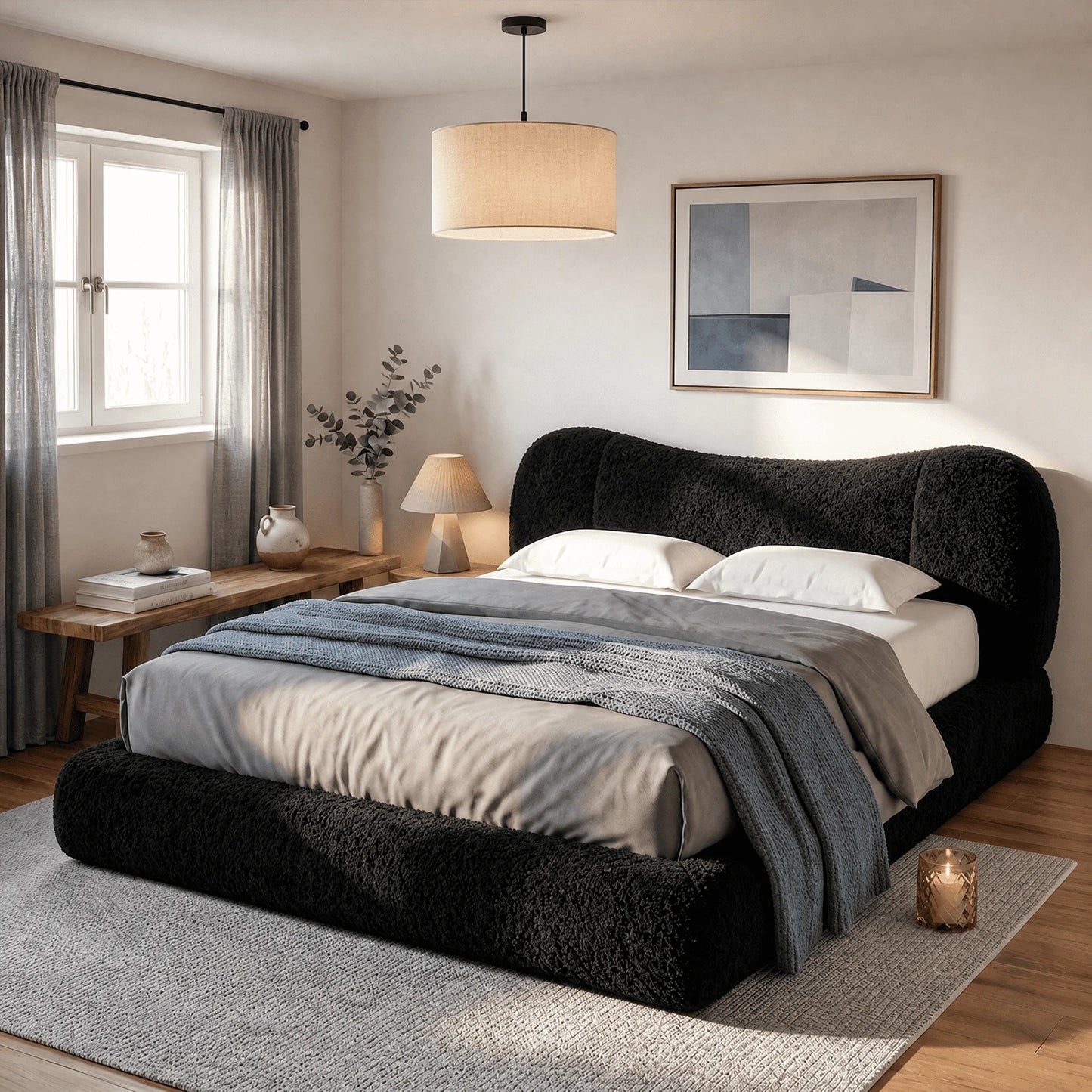 EnHomee Cloud Bed Frame With Detachable Headboard And Minimalist Design