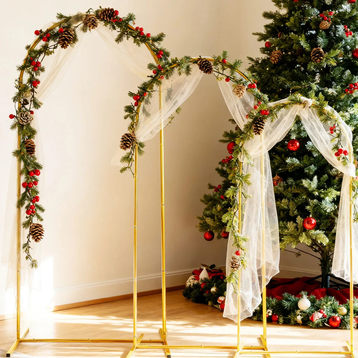 Golden Metal Arch Backdrop Stand Kit For Parties And Weddings
