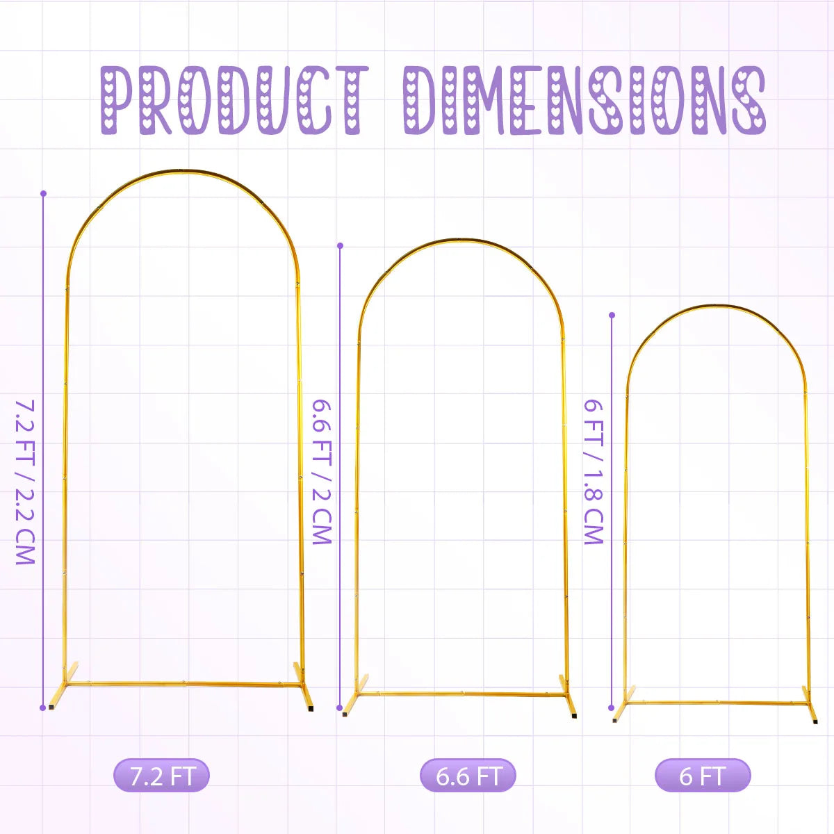 Golden Metal Arch Backdrop Stand Kit For Parties And Weddings