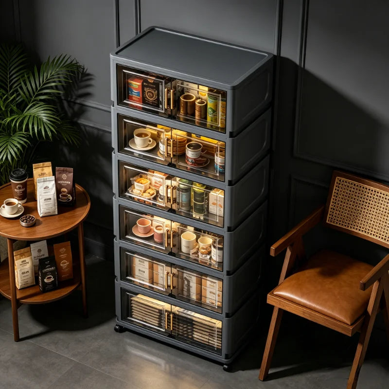 ONENOBLE Foldable Rolling Storage Cabinet With Wheels