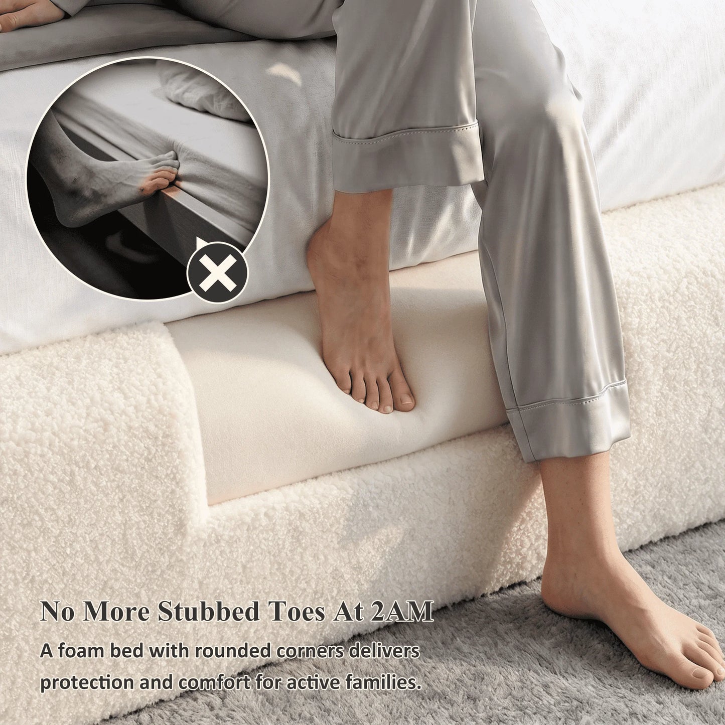 EnHomee Cloud Bed Frame With Detachable Headboard And Minimalist Design