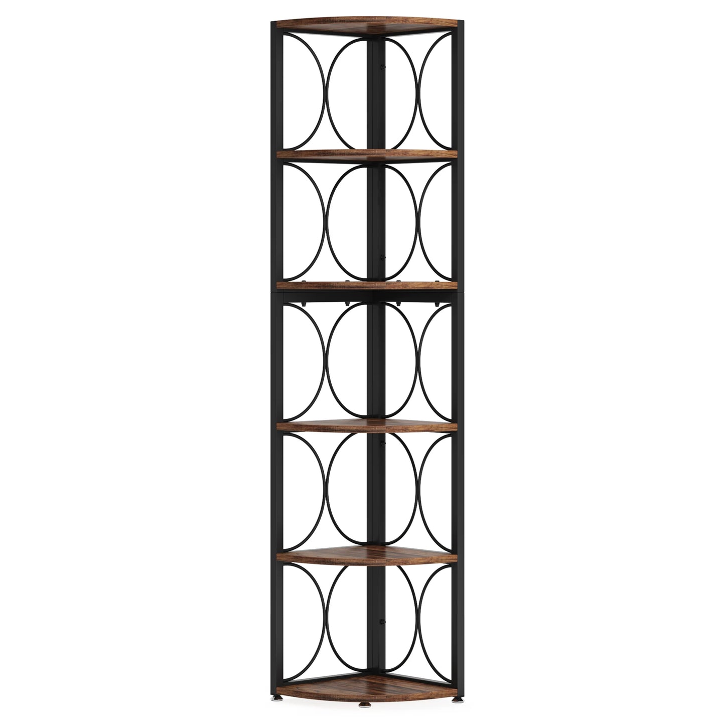 Tribesigns Tall Corner Bookshelf Six Shelf Rustic Corner Storage Rack