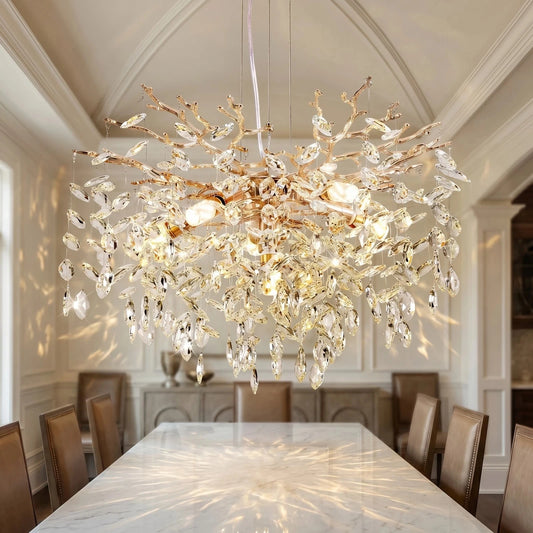 ARLGSITE 6 Bulb Modern Branch Crystal Chandelier With E12 Base