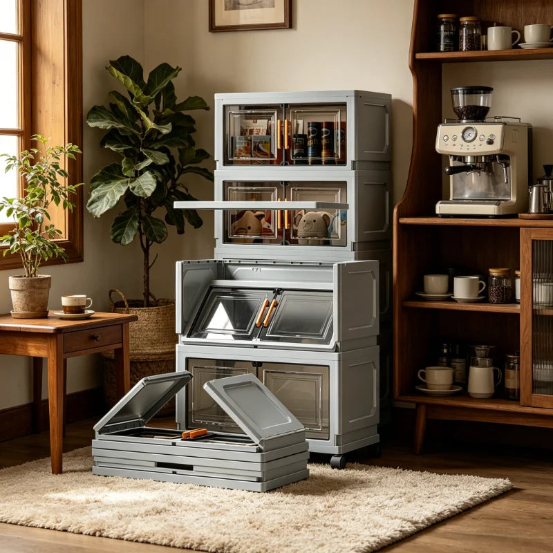 ONENOBLE Foldable Rolling Storage Cabinet With Wheels