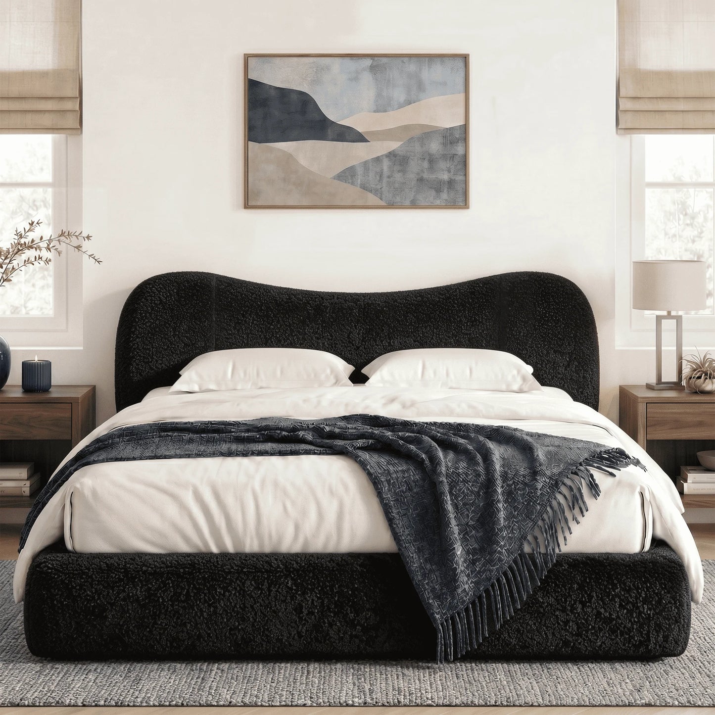 EnHomee Cloud Bed Frame With Detachable Headboard And Minimalist Design