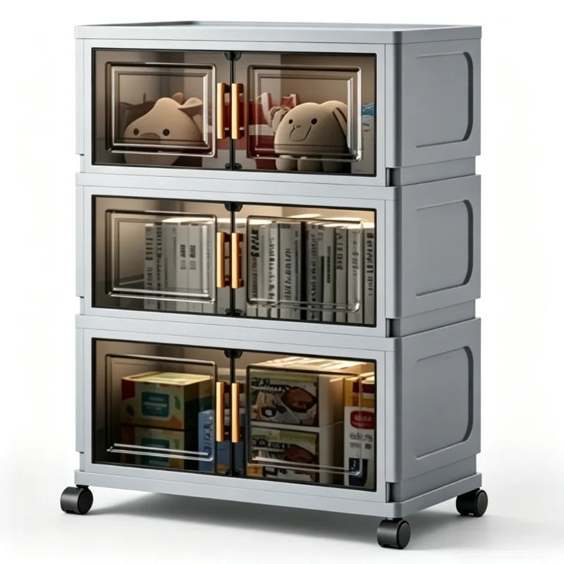 ONENOBLE Foldable Rolling Storage Cabinet With Wheels