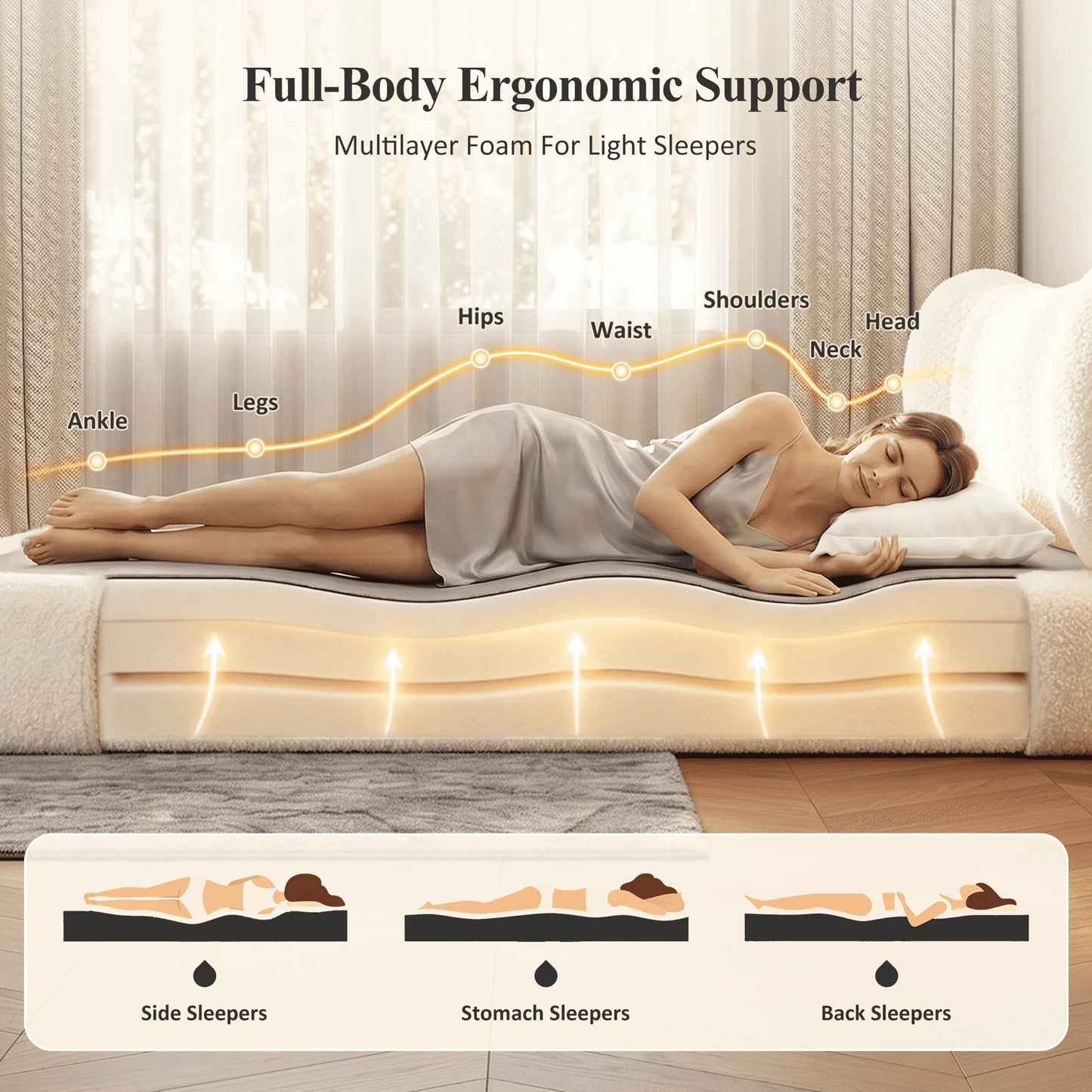 EnHomee Cloud Bed Frame With Detachable Headboard And Minimalist Design