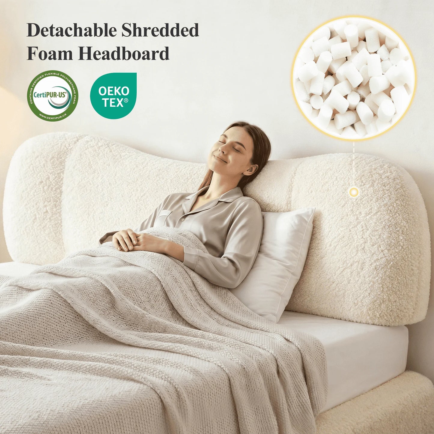 EnHomee Cloud Bed Frame With Detachable Headboard And Minimalist Design