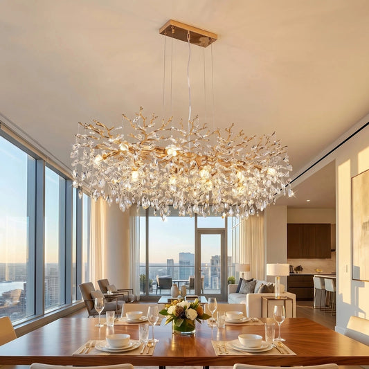 Arlgsite Tree Shaped Crystal Chandelier Dimmable Lighting Fixture