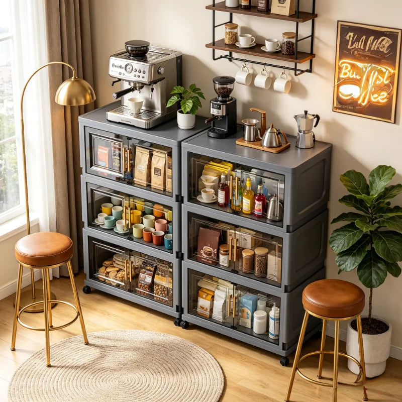 ONENOBLE Foldable Rolling Storage Cabinet With Wheels