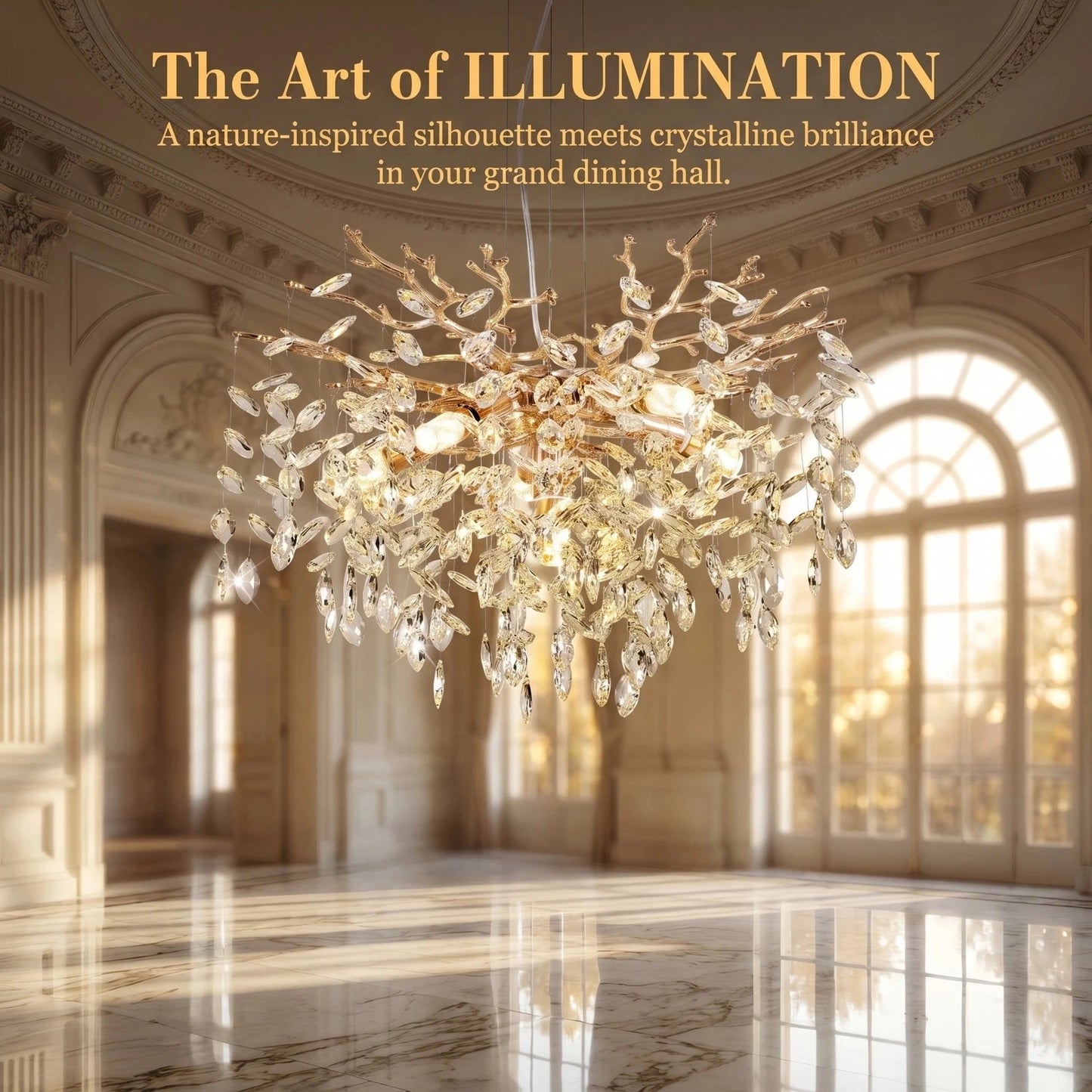 ARLGSITE 6 Bulb Modern Branch Crystal Chandelier With E12 Base