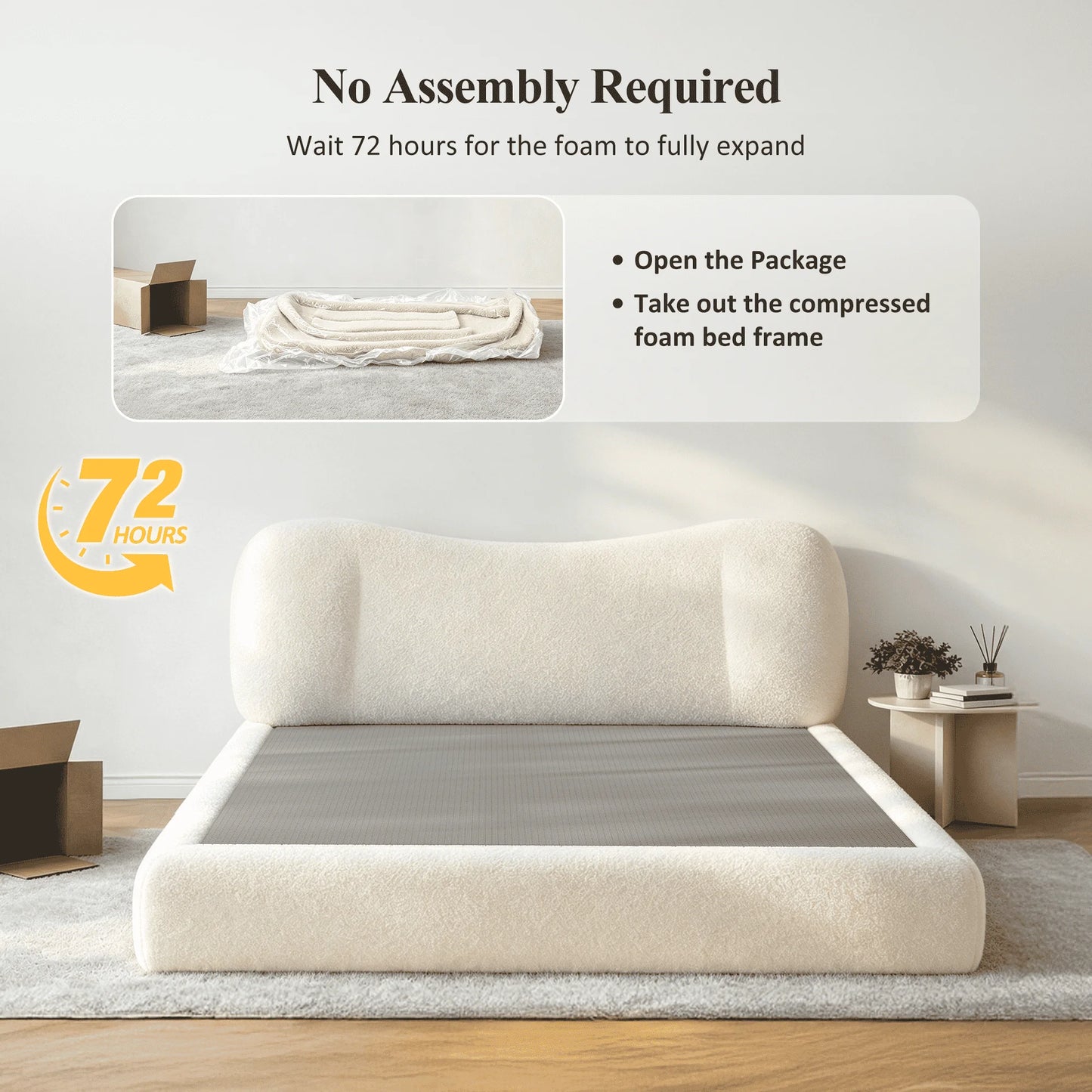 EnHomee Cloud Bed Frame With Detachable Headboard And Minimalist Design