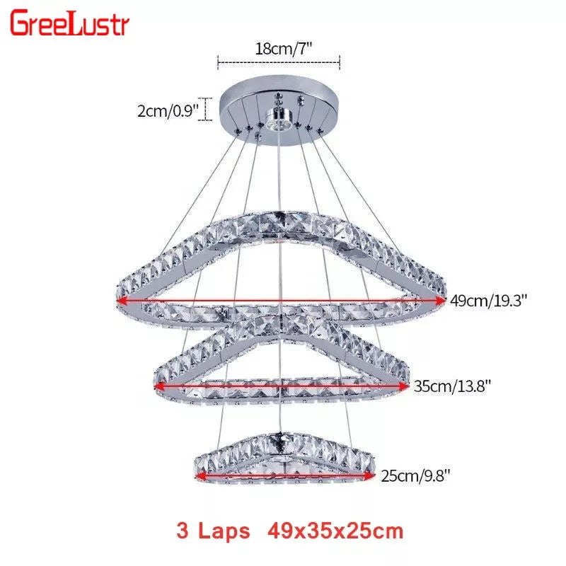 GreeLustr Modern Stainless Steel Crystal Pendant Chandelier Dining Room