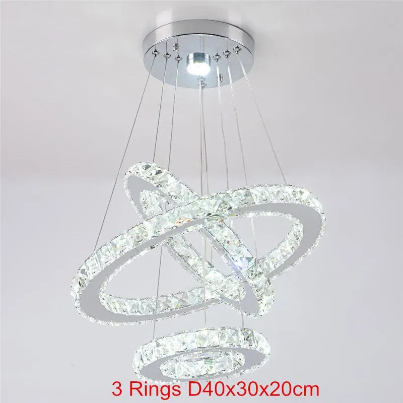 GreeLustr Modern Stainless Steel Crystal Pendant Chandelier Dining Room