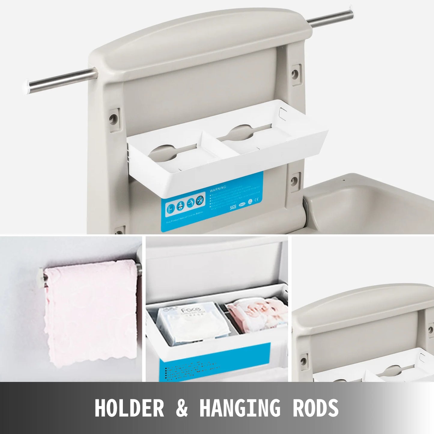 SucceBuy Wall Mount Baby Changing Station Fold Down Diaper Table