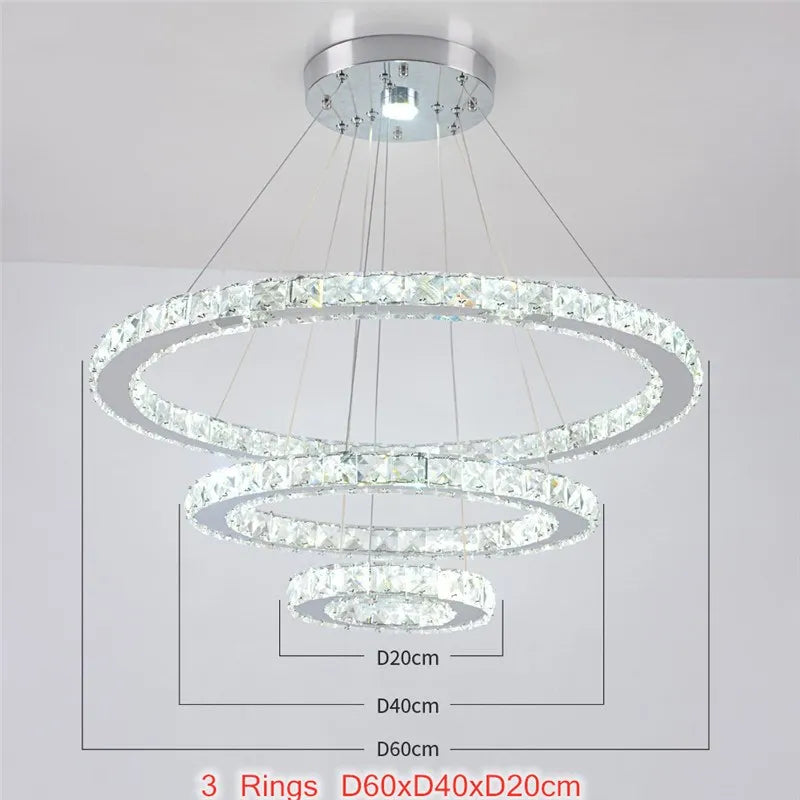 GreeLustr Modern Stainless Steel Crystal Pendant Chandelier Dining Room