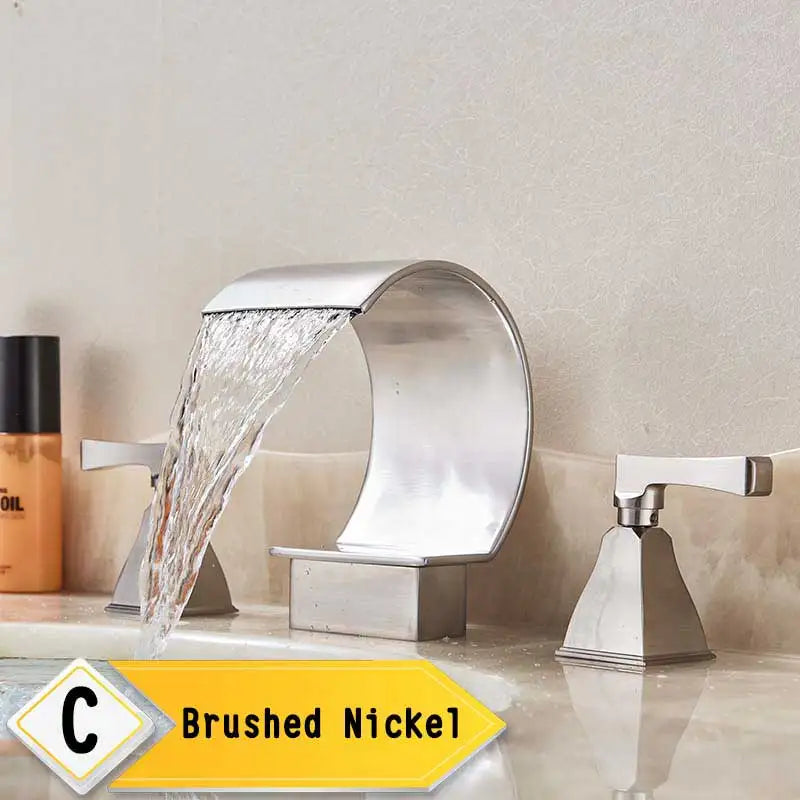 Rozin Waterfall Widespread Basin Faucet With Crystal Handles