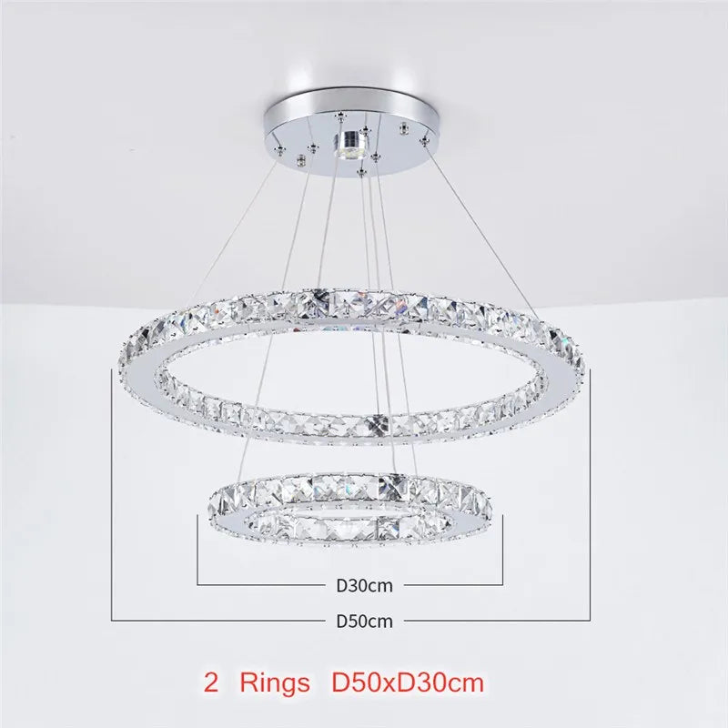 GreeLustr Modern Stainless Steel Crystal Pendant Chandelier Dining Room