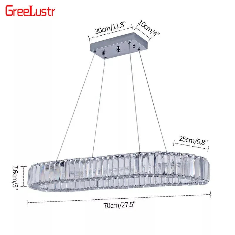 GreeLustr Modern Stainless Steel Crystal Pendant Chandelier Dining Room