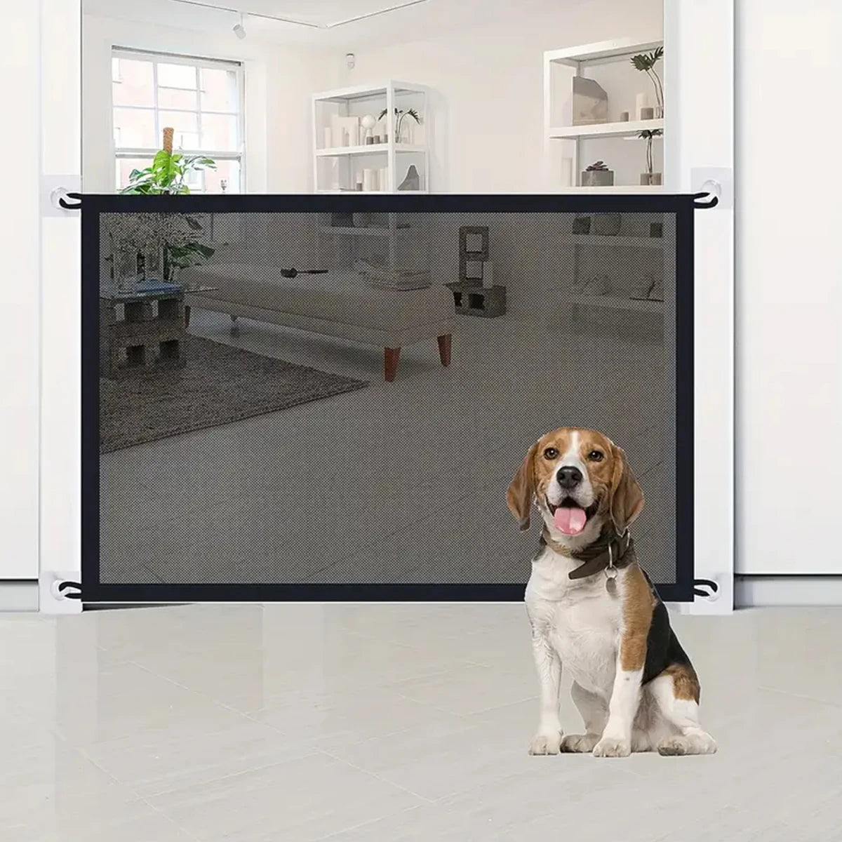 Dog Barrier Fence With 6 Hooks Foldable Mesh Playpen For Pets
